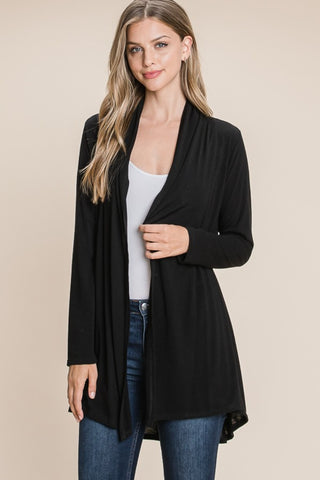 Shop BOMBOM Open Front Long Sleeve Cardigan - High-Quality U.S. Made Women’s Fashion with Free Fast Shipping