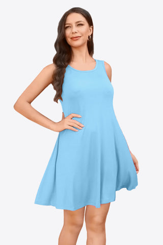 Shop Full Size Round Neck Sleeveless Dress with Pockets - High-Quality U.S. Made Women’s Fashion with Free Fast Shipping