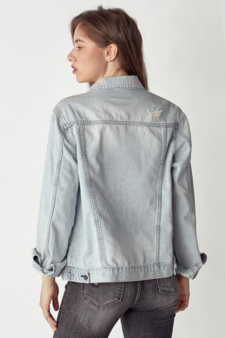 Shop RISEN Distressed Button Up Jacket - High-Quality U.S. Made Women’s Fashion with Free & Fast Shipping