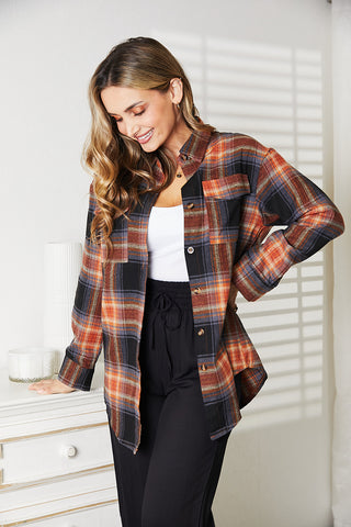 Shop Plaid Dropped Shoulder Shirt - High-Quality U.S. Made Women’s Fashion with Free & Fast Shipping