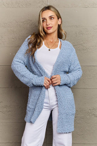 Shop Zenana Falling For You Full Size Open Front Popcorn Cardigan - High-Quality U.S. Made Women’s Fashion with Free & Fast Shipping