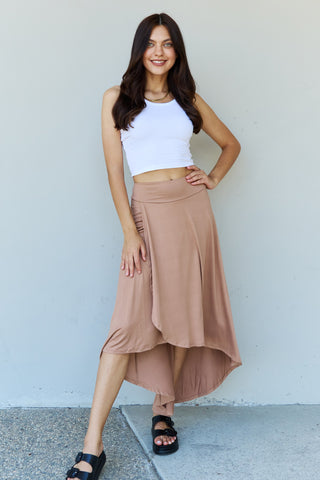 Shop Ninexis First Choice High Waisted Flare Maxi Skirt in Camel - High-Quality U.S. Made Women’s Fashion with Free & Fast Shipping