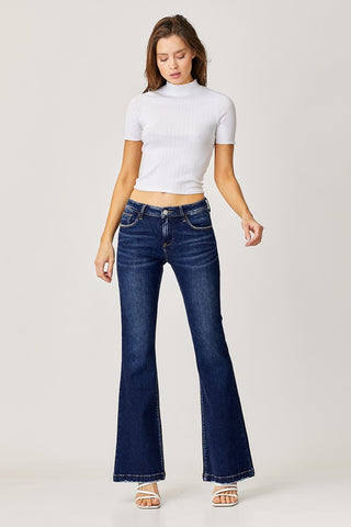 Shop RISEN Full Size Low Rise Flare Jeans - High-Quality U.S. Made Women’s Fashion with Free & Fast Shipping