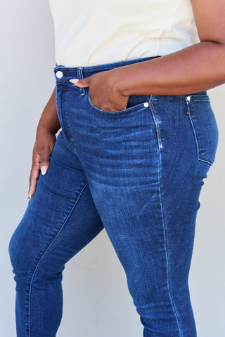 Shop Judy Blue Marie Full Size Mid Rise Crinkle Ankle Detail Skinny Jeans - High-Quality U.S. Made Women’s Fashion with Free & Fast Shipping