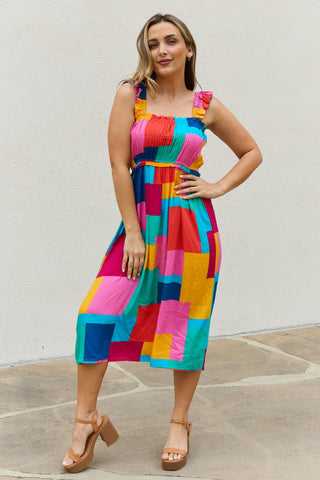 Shop And The Why Multicolored Square Print Summer Dress - High-Quality U.S. Made Women’s Fashion with Free & Fast Shipping