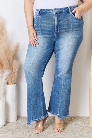 Shop RISEN Full Size High Rise Ankle Flare Jeans - High-Quality U.S. Made Women’s Fashion with Free & Fast Shipping