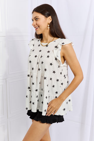 Shop Heimish Shine Bright Full Size Butterfly Sleeve Star Print Top - High-Quality U.S. Made Women’s Fashion with Free & Fast Shipping