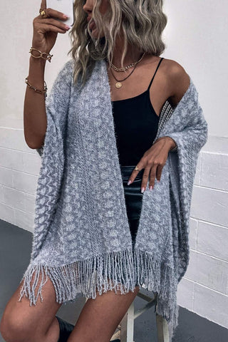 Shop Open Front Fringe Hem Poncho - High-Quality U.S. Made Women’s Fashion with Free Fast Shipping