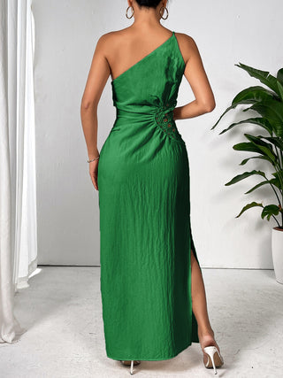 Shop Honey Slit One Shoulder Sleeveless Maxi Dress - High-Quality U.S. Made Women’s Fashion with Free Fast Shipping