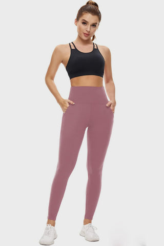 Shop Lilac Pocketed High Waist Active Leggings - High-Quality U.S. Made Women’s Fashion with Free & Fast Shipping