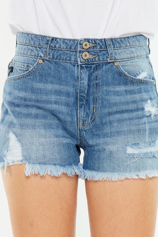 Shop Kancan Full Size High Rise Raw Hem Denim Shorts - High-Quality U.S. Made Women’s Fashion with Free & Fast Shipping