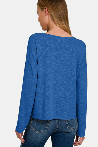 Shop Zenana Dropped Shoulder Long Sleeve T-Shirt - High-Quality U.S. Made Women’s Fashion with Free & Fast Shipping