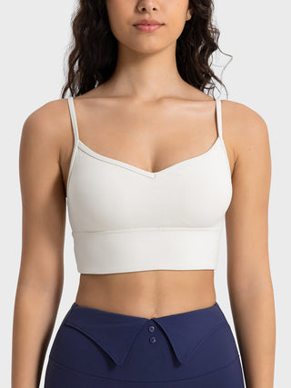 Shop Ivory Millennia Spaghetti Strap Sport Bra - High-Quality U.S. Made Women’s Fashion with Free & Fast Shipping