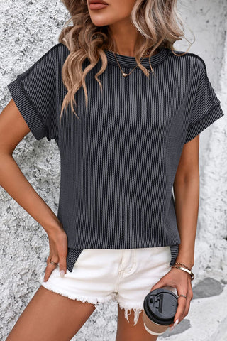 Shop Mandy Striped Round Neck Short Sleeve T-Shirt - High-Quality U.S. Made Women’s Fashion with Free Fast Shipping