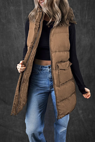 Shop Pocketed Zip Up Vest Coat - High-Quality U.S. Made Women’s Fashion with Free & Fast Shipping