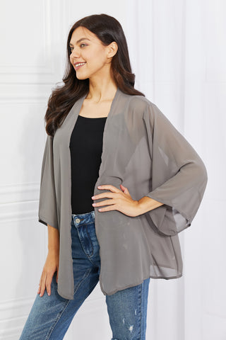 Shop Melody Just Breathe Full Size Chiffon Kimono in Grey - High-Quality U.S. Made Women’s Fashion with Free & Fast Shipping