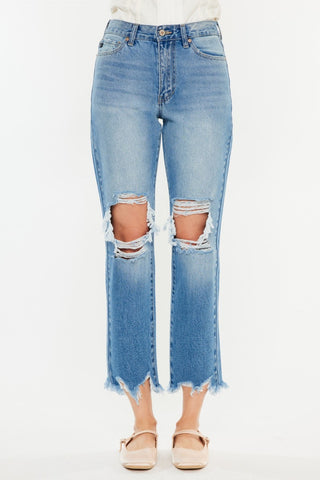 Shop Kancan Distressed Frayed Hem Cropped Jeans - High-Quality U.S. Made Women’s Fashion with Free Fast Shipping