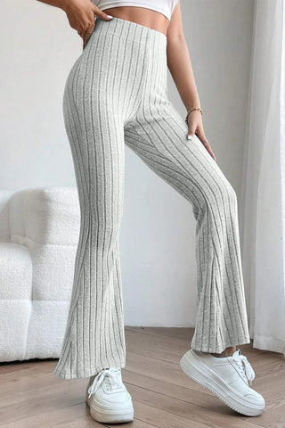 Shop Basic Bae Full Size Ribbed High Waist Flare Pants - High-Quality U.S. Made Women’s Fashion with Free & Fast Shipping