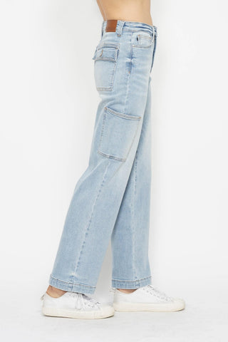 Shop Judy Blue Full Size High Waist Straight Cargo Jeans - High-Quality U.S. Made Women’s Fashion with Free & Fast Shipping