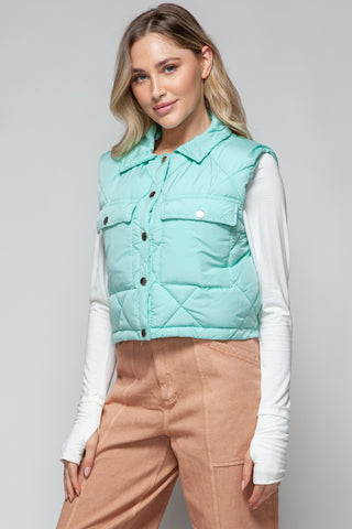 Shop Snobbish Snap Down Quilted Crop Vest - High-Quality U.S. Made Women’s Fashion with Free Fast Shipping