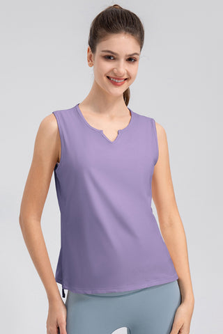 Shop Lavender Notched Wide Strap Active Tank - High-Quality U.S. Made Women’s Fashion with Free & Fast Shipping