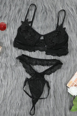 Shop Embroidered Mesh Bralette Set - High-Quality U.S. Made Women’s Fashion with Free Fast Shipping