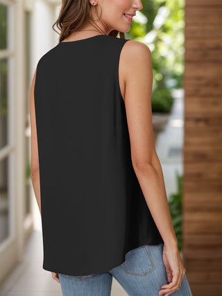 Shop Full Size Ruched V-Neck Tank - High-Quality U.S. Made Women’s Fashion with Free & Fast Shipping