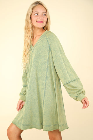 Shop VERY J Mineral Washed Oversized A-Line Mini Dress - High-Quality U.S. Made Women’s Fashion with Free & Fast Shipping