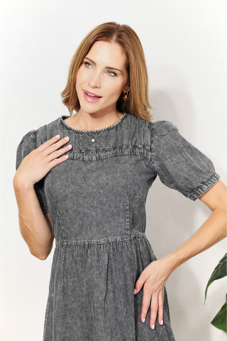 Shop And The Why Full Size Washed Chambray Midi Dress - High-Quality U.S. Made Women’s Fashion with Free Fast Shipping