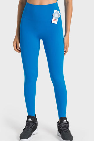 Shop Blue High-Rise Wide Waistband Yoga Leggings - High-Quality U.S. Made Women’s Fashion with Free & Fast Shipping