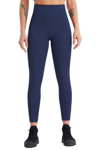 Shop Dark Blue High Waist Wide Waistband Active Pants - High-Quality U.S. Made Women’s Fashion with Free & Fast Shipping