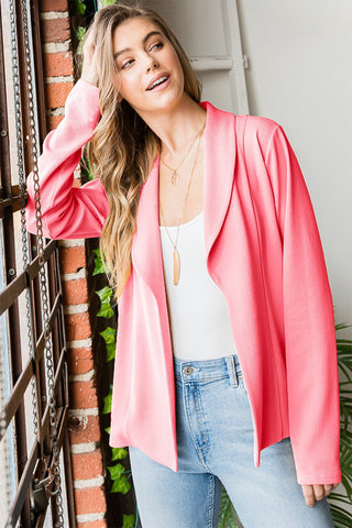 Shop NEONPINK Heimish Open Front Long Sleeve Blazer - High-Quality U.S. Made Women’s Fashion with Free & Fast Shipping