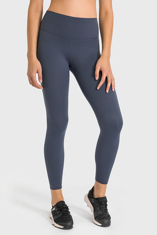 Shop Navy High Waist Ankle-Length Yoga Leggings - High-Quality U.S. Made Women’s Fashion with Free & Fast Shipping