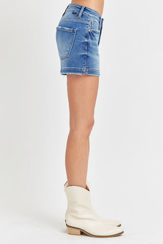 Shop RISEN Low Rise Slit Denim Shorts - High-Quality U.S. Made Women’s Fashion with Free & Fast Shipping