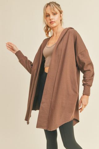 Shop Kimberly C Open Front Longline Hooded Cardigan - High-Quality U.S. Made Women’s Fashion with Free & Fast Shipping