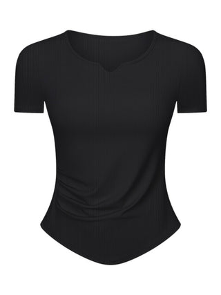 Shop Millennia Notched Short Sleeve Active T-Shirt - High-Quality U.S. Made Women’s Fashion with Free & Fast Shipping