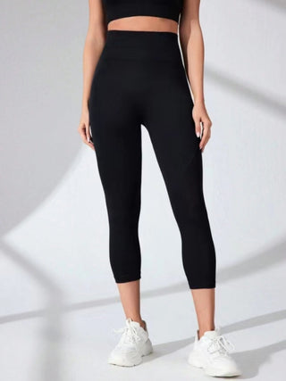 Shop Black High Waist Cropped Active Leggings - High-Quality U.S. Made Women’s Fashion with Free & Fast Shipping