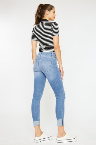 Shop Kancan Distressed Cat's Whiskers Button Fly Jeans - High-Quality U.S. Made Women’s Fashion with Free & Fast Shipping