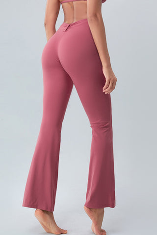 Shop Dusty Pink Ruched High Waist Active Pants - High-Quality U.S. Made Women’s Fashion with Free & Fast Shipping