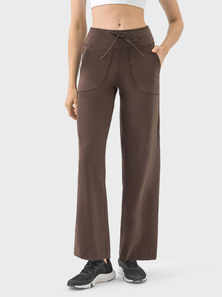 Shop Mocha Drawstring Active Pants with Pockets - High-Quality U.S. Made Women’s Fashion with Free & Fast Shipping