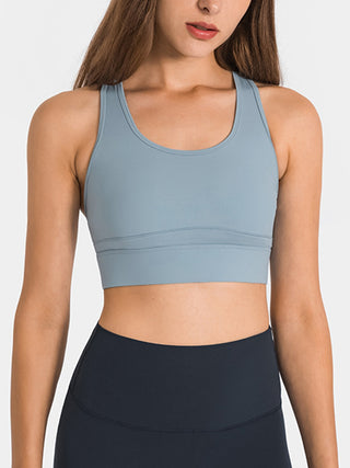 Shop Light Blue Millennia Double Take Round Neck Racerback Cropped Tank - High-Quality U.S. Made Women’s Fashion with Free & Fast Shipping