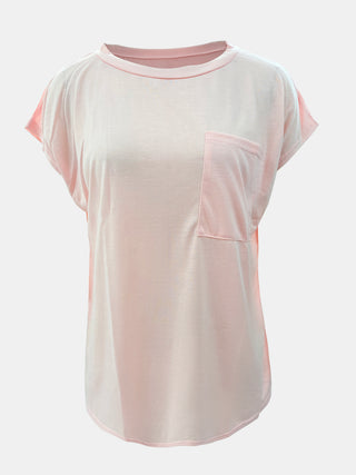 Shop Full Size Round Neck Cap Sleeve T-Shirt - High-Quality U.S. Made Women’s Fashion with Free & Fast Shipping