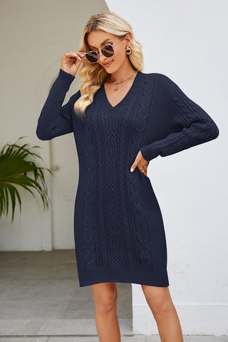 Shop Cable-Knit Long Sleeve Sweater Dress - High-Quality U.S. Made Women’s Fashion with Free & Fast Shipping