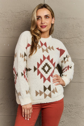 Shop HEYSON Cozy Sunday Aztec Fuzzy Sweater - High-Quality U.S. Made Women’s Fashion with Free Fast Shipping