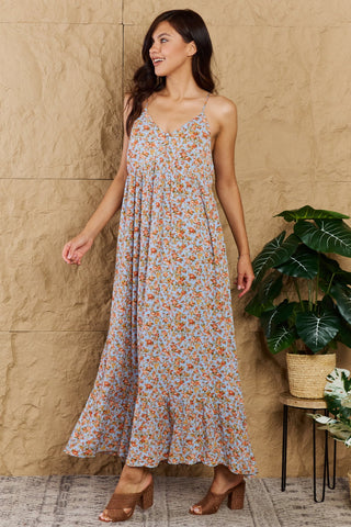 Shop HEYSON Take Your Chances Full Size Floral Halter Neck Maxi Dress - High-Quality U.S. Made Women’s Fashion with Free & Fast Shipping