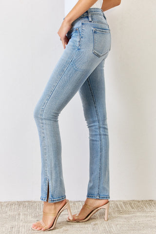 Shop Kancan Full Size Mid Rise Y2K Slit Bootcut Jeans - High-Quality U.S. Made Women’s Fashion with Free & Fast Shipping