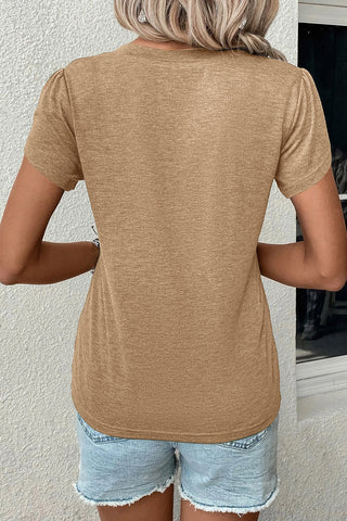 Shop V-Neck Petal Sleeve T-Shirt - High-Quality U.S. Made Women’s Fashion with Free & Fast Shipping