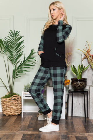 Shop Celeste Plaid Long Sleeve T-Shirt with Pockets - High-Quality U.S. Made Women’s Fashion with Free & Fast Shipping