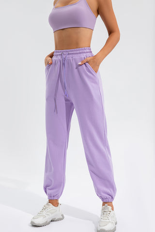 Shop Lavender Drawstring Active Pants with Pockets - High-Quality U.S. Made Women’s Fashion with Free & Fast Shipping