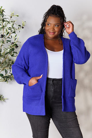 Shop Zenana Full Size Waffle-Knit Open Front Cardigan - High-Quality U.S. Made Women’s Fashion with Free & Fast Shipping